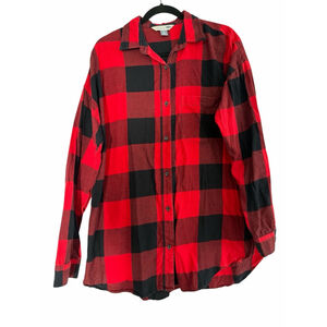 Old Navy Women’s Red & Black Checkered Button Down - Size L